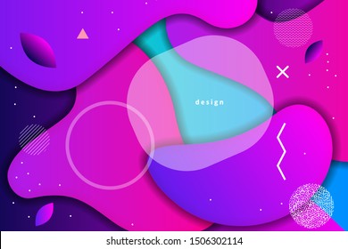 Smooth shapes banner, presentation template, gradient frame, cool modern background. Vector graphic design