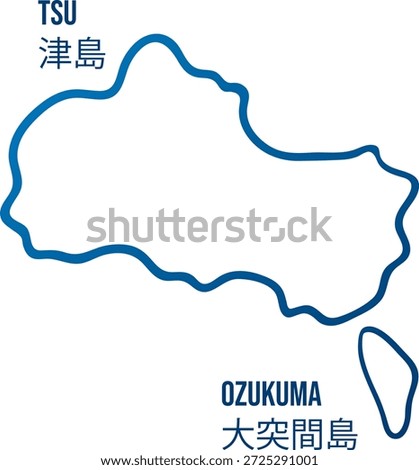 Smooth and simplified map of Tsu and Ozukuma islands in Ehime, Seto inland. Translation from japanese:"Tsu and Ozukuma islands"  