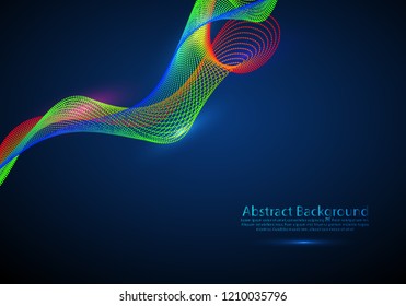 Smooth smoke particle wave, big data techno background with glowing flowing elements, hi-tech concept
