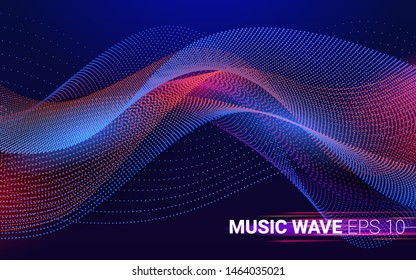 Smooth smoke particle wave. big data techno background with glowing dots. hi-tech concept. blue color. Vector illustration