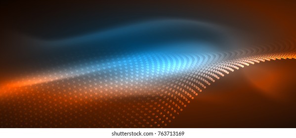 Ola suave de partículas de humo, fondo tecnológico de big data con puntos brillantes, concepto de alta tecnología