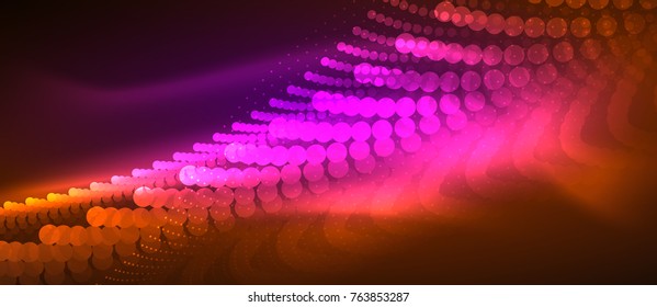 Smooth smoke particle wave, big data techno background with glowing dots, hi-tech concept