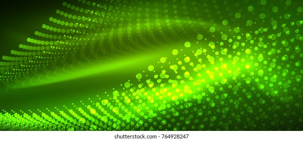 Smooth smoke particle wave, big data techno background with glowing dots, hi-tech concept