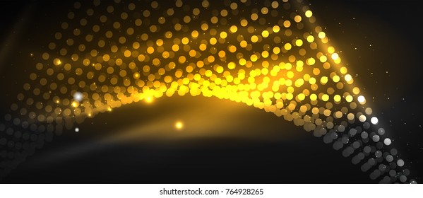 Smooth smoke particle wave, big data techno background with glowing dots, hi-tech concept