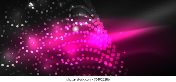 Ola suave de partículas de humo, fondo tecnológico de big data con puntos brillantes, concepto de alta tecnología