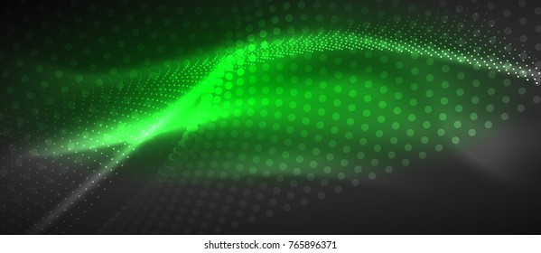 Ola suave de partículas de humo, fondo tecnológico de big data con puntos brillantes, concepto de alta tecnología