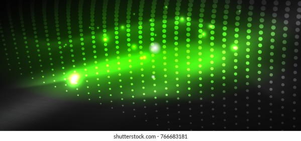Smooth smoke particle wave, big data techno background with glowing dots, hi-tech concept