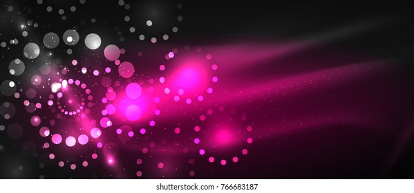 Smooth smoke particle wave, big data techno background with glowing dots, hi-tech concept