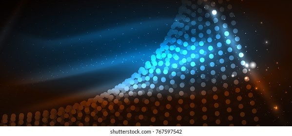 Ola suave de partículas de humo, fondo tecnológico de big data con puntos brillantes, concepto de alta tecnología