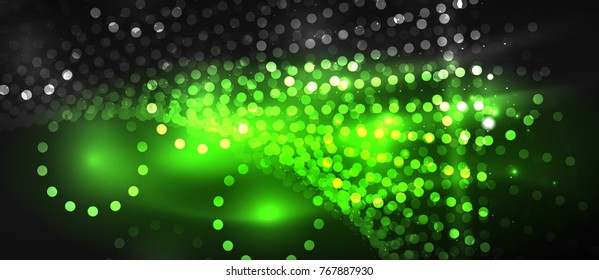 Smooth smoke particle wave, big data techno background with glowing dots, hi-tech concept