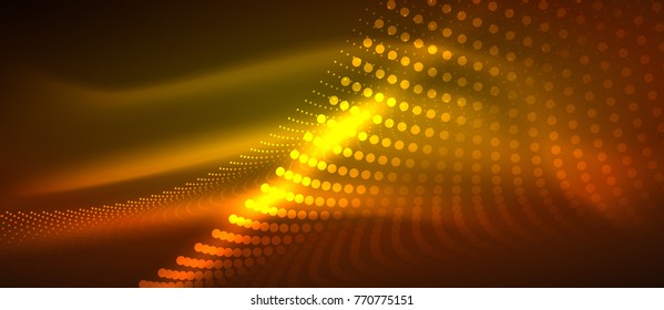 Onda de partícula de fumaça suave, fundo techno de grandes dados com pontos brilhantes, conceito hi-tech