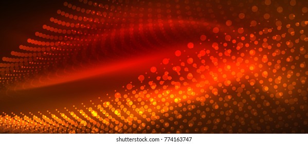 Ola suave de partículas de humo, fondo tecnológico de big data con puntos brillantes, concepto de alta tecnología