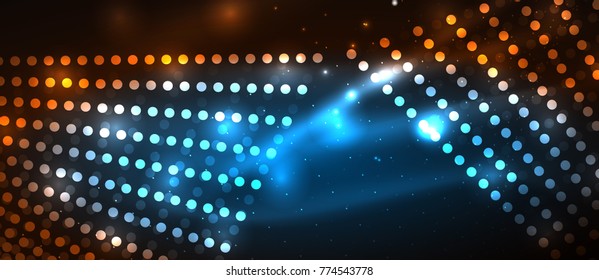 Ola suave de partículas de humo, fondo tecnológico de big data con puntos brillantes, concepto de alta tecnología