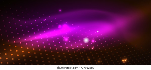 Smooth smoke particle wave, big data techno background with glowing dots, hi-tech concept