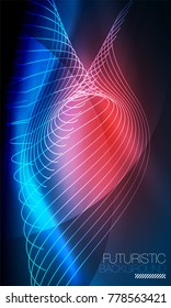 Smooth smoke particle wave, big data techno background with glowing flowing elements, hi-tech concept