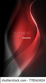 Smooth smoke particle wave, big data techno background with glowing flowing elements, hi-tech concept