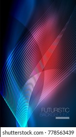 Smooth smoke particle wave, big data techno background with glowing flowing elements, hi-tech concept