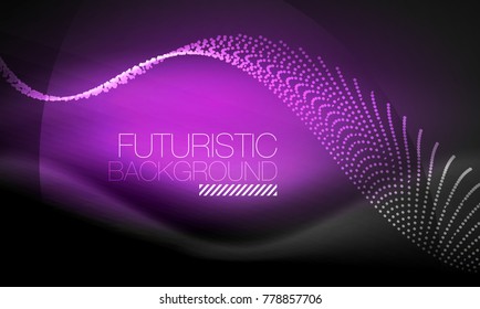 Smooth smoke particle wave, big data techno background with glowing flowing elements, hi-tech concept