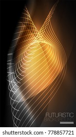 Smooth smoke particle wave, big data techno background with glowing flowing elements, hi-tech concept