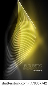 Smooth smoke particle wave, big data techno background with glowing flowing elements, hi-tech concept