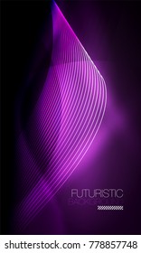 Smooth smoke particle wave, big data techno background with glowing flowing elements, hi-tech concept