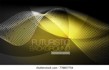 Ola suave de partículas de humo, fondo tecnológico de big data con elementos de flujo brillante, concepto de alta tecnología