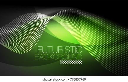 Ola suave de partículas de humo, fondo tecnológico de big data con elementos de flujo brillante, concepto de alta tecnología
