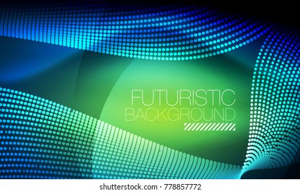 Smooth smoke particle wave, big data techno background with glowing flowing elements, hi-tech concept