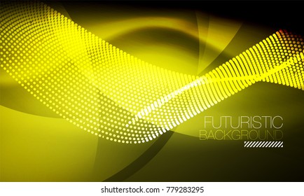 Smooth smoke particle wave, big data techno background with glowing flowing elements, hi-tech concept