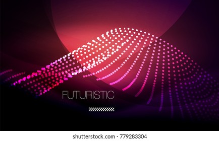 Ola suave de partículas de humo, fondo tecnológico de big data con elementos de flujo brillante, concepto de alta tecnología