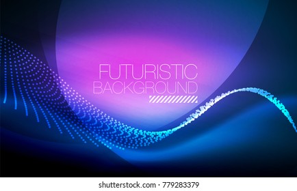 Ola suave de partículas de humo, fondo tecnológico de big data con elementos de flujo brillante, concepto de alta tecnología