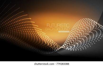Ola suave de partículas de humo, fondo tecnológico de big data con elementos de flujo brillante, concepto de alta tecnología