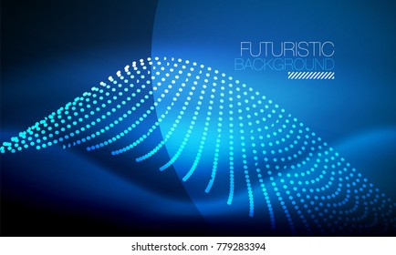 Onda de partícula de fumaça suave, fundo techno de grandes dados com elementos fluindo brilhante, conceito hi-tech
