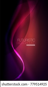 Ola suave de partículas de humo, fondo tecnológico de big data con elementos de flujo brillante, concepto de alta tecnología