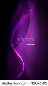 Smooth smoke particle wave, big data techno background with glowing flowing elements, hi-tech concept