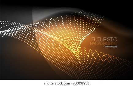 Smooth smoke particle wave, big data techno background with glowing flowing elements, hi-tech concept
