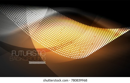 Ola suave de partículas de humo, fondo tecnológico de big data con elementos de flujo brillante, concepto de alta tecnología