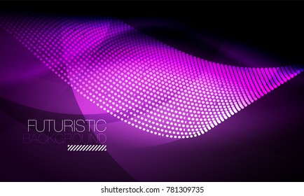 Smooth smoke particle wave, big data techno background with glowing flowing elements, hi-tech concept