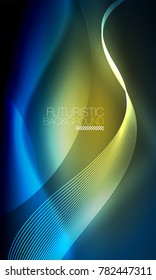 Smooth smoke particle wave, big data techno background with glowing flowing elements, hi-tech concept