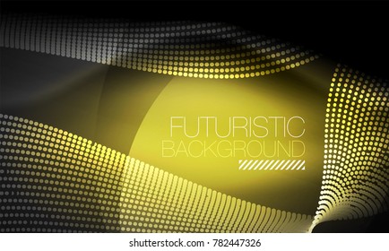 Smooth smoke particle wave, big data techno background with glowing flowing elements, hi-tech concept