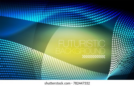 Smooth smoke particle wave, big data techno background with glowing flowing elements, hi-tech concept