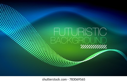 Smooth smoke particle wave, big data techno background with glowing flowing elements, hi-tech concept