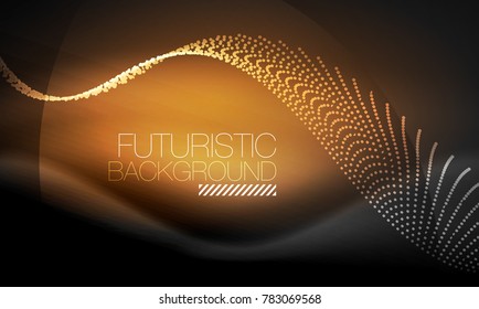 Smooth smoke particle wave, big data techno background with glowing flowing elements, hi-tech concept