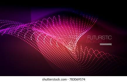 Smooth smoke particle wave, big data techno background with glowing flowing elements, hi-tech concept