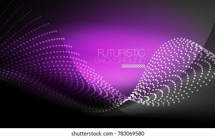 Smooth smoke particle wave, big data techno background with glowing flowing elements, hi-tech concept