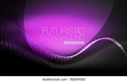 Smooth smoke particle wave, big data techno background with glowing flowing elements, hi-tech concept