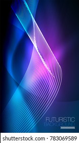 Smooth smoke particle wave, big data techno background with glowing flowing elements, hi-tech concept