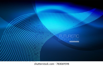 Smooth smoke particle wave, big data techno background with glowing flowing elements, hi-tech concept