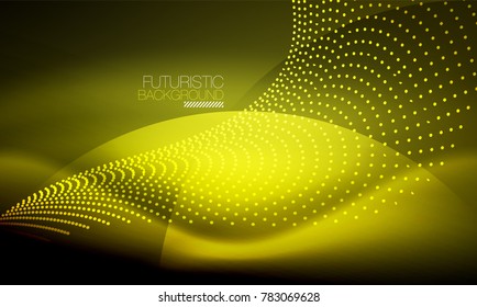 Ola suave de partículas de humo, fondo tecnológico de big data con elementos de flujo brillante, concepto de alta tecnología