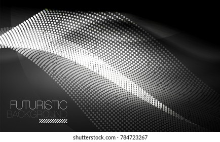 Smooth smoke particle wave, big data techno background with glowing flowing elements, hi-tech concept